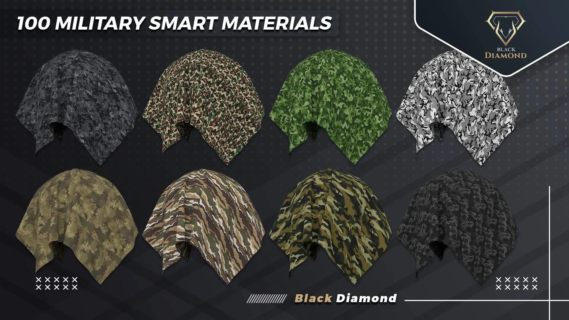 100 Military Fabric Smart Materials with high details