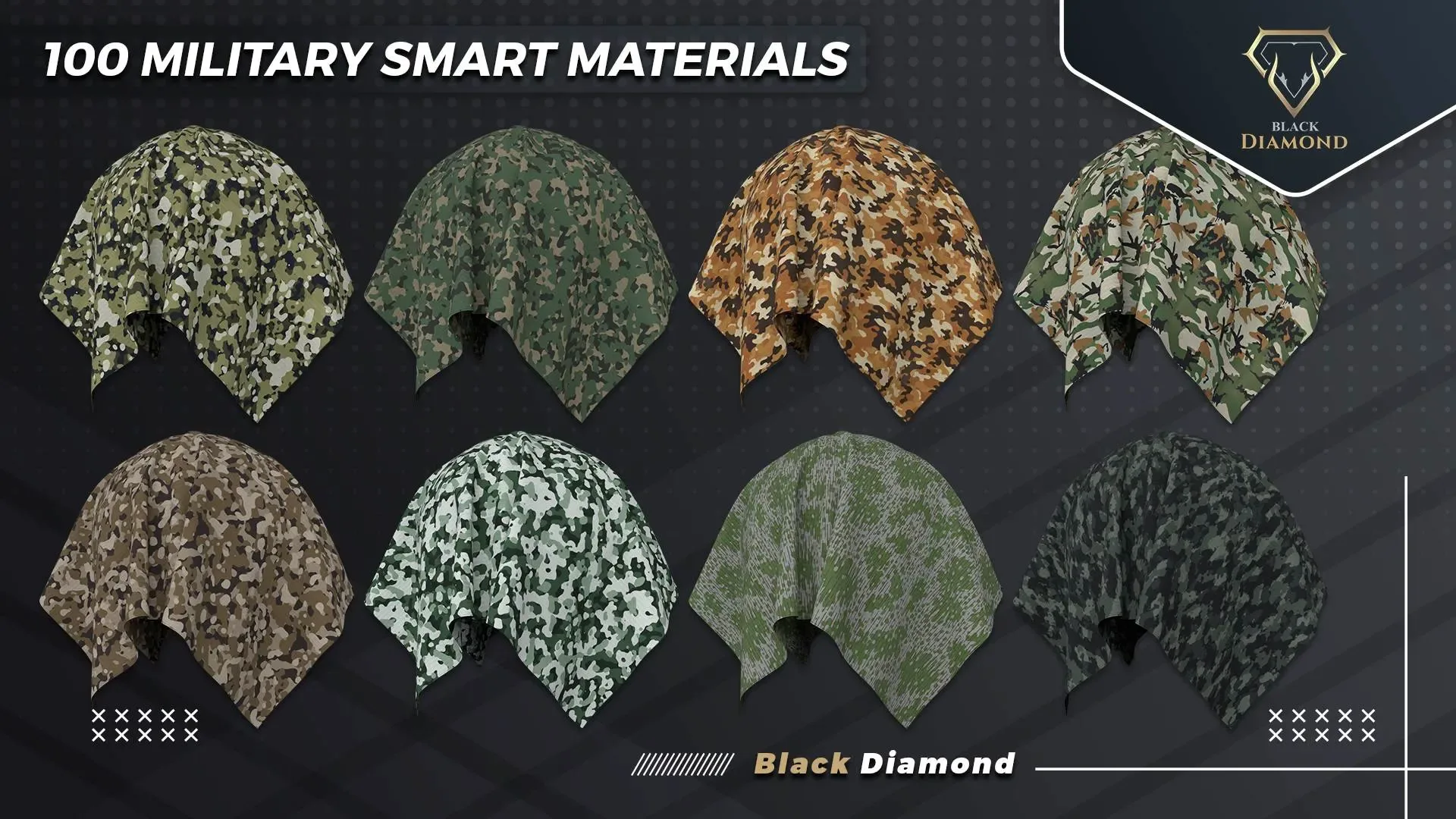 100 Military Fabric Smart Materials with high details