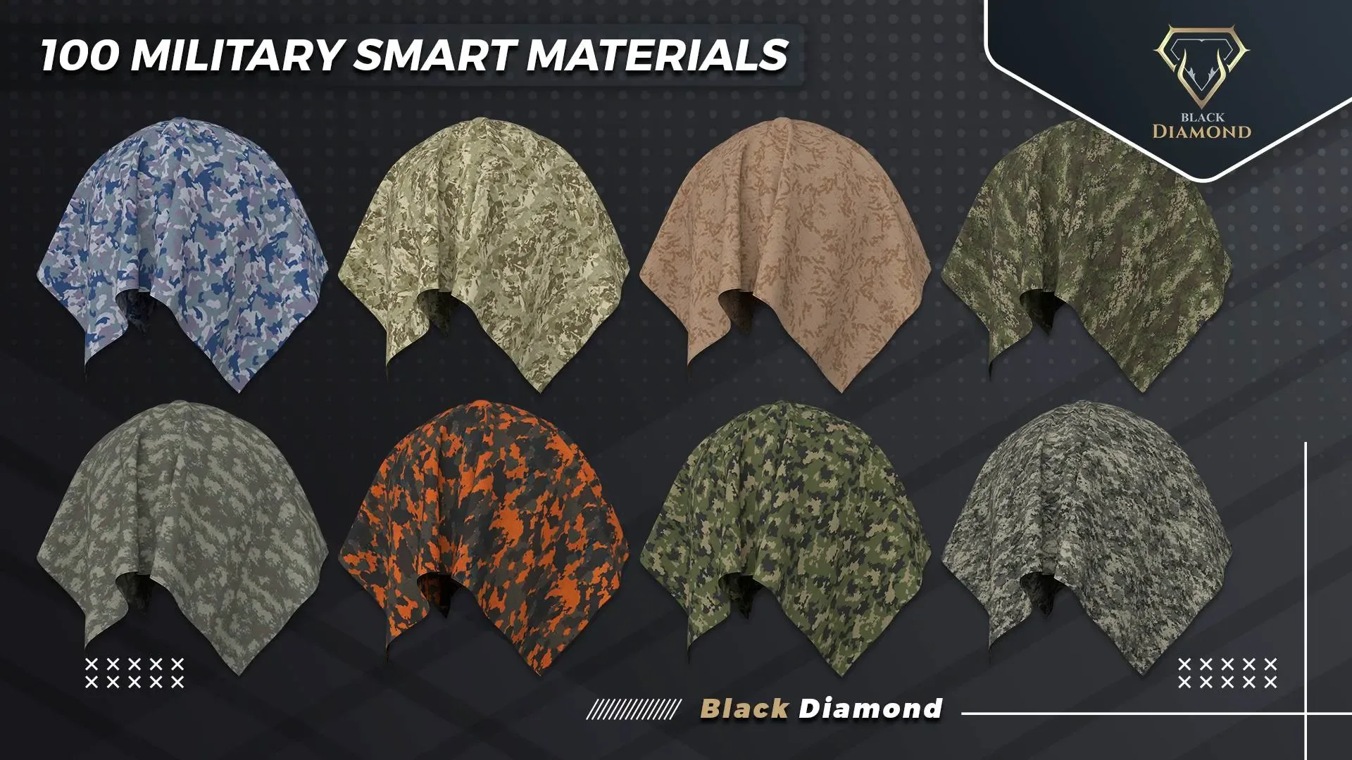 100 Military Fabric Smart Materials with high details