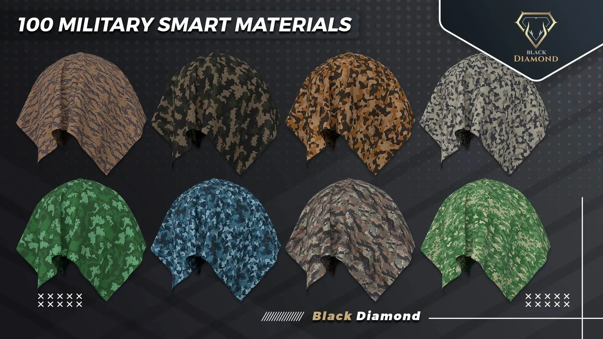 100 Military Fabric Smart Materials with high details