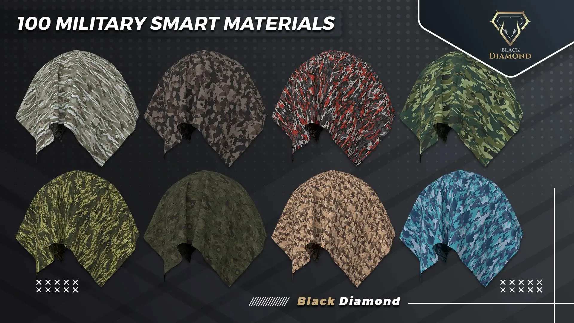 100 Military Fabric Smart Materials with high details