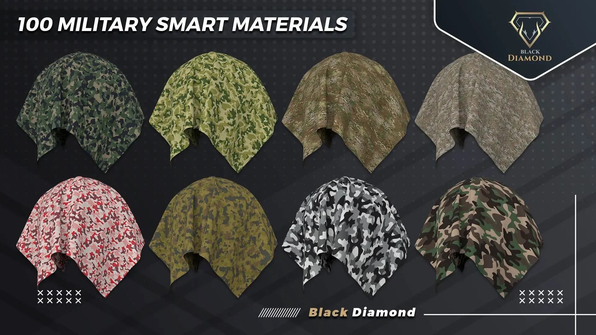 100 Military Fabric Smart Materials with high details