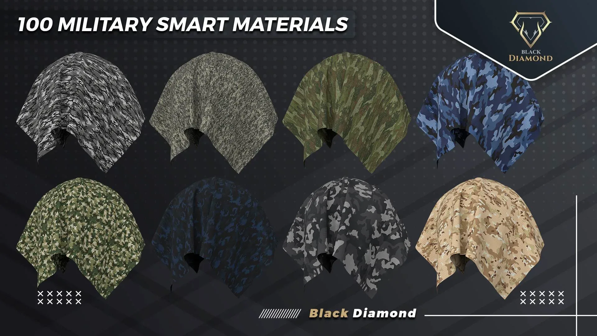 100 Military Fabric Smart Materials with high details