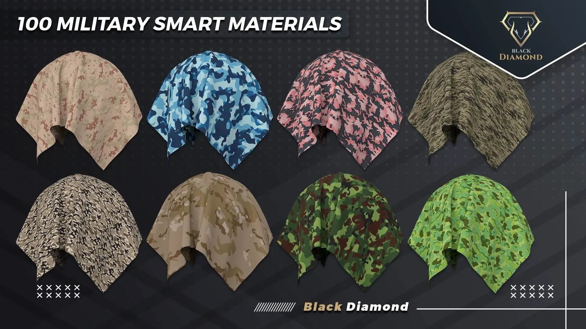 100 Military Fabric Smart Materials with high details