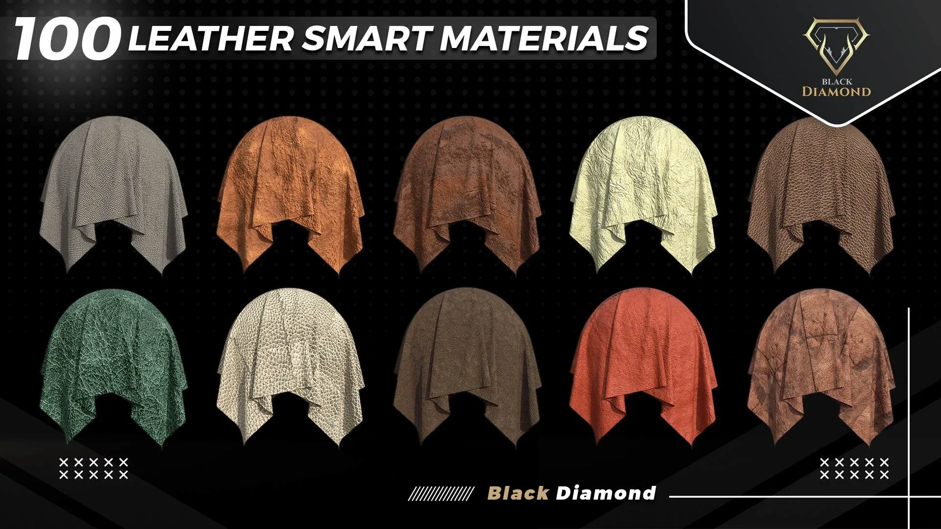 100 Leather Smart Materials with high details