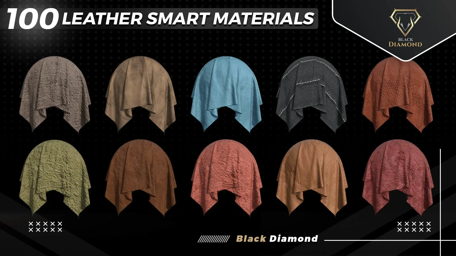 100 Leather Smart Materials with high details