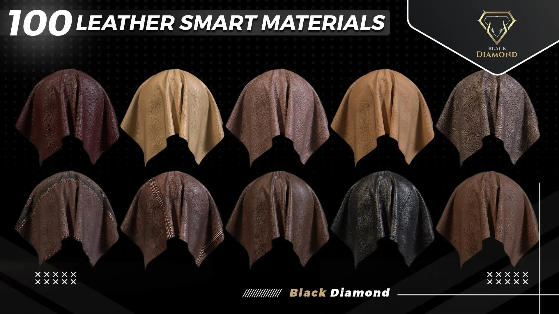 100 Leather Smart Materials with high details