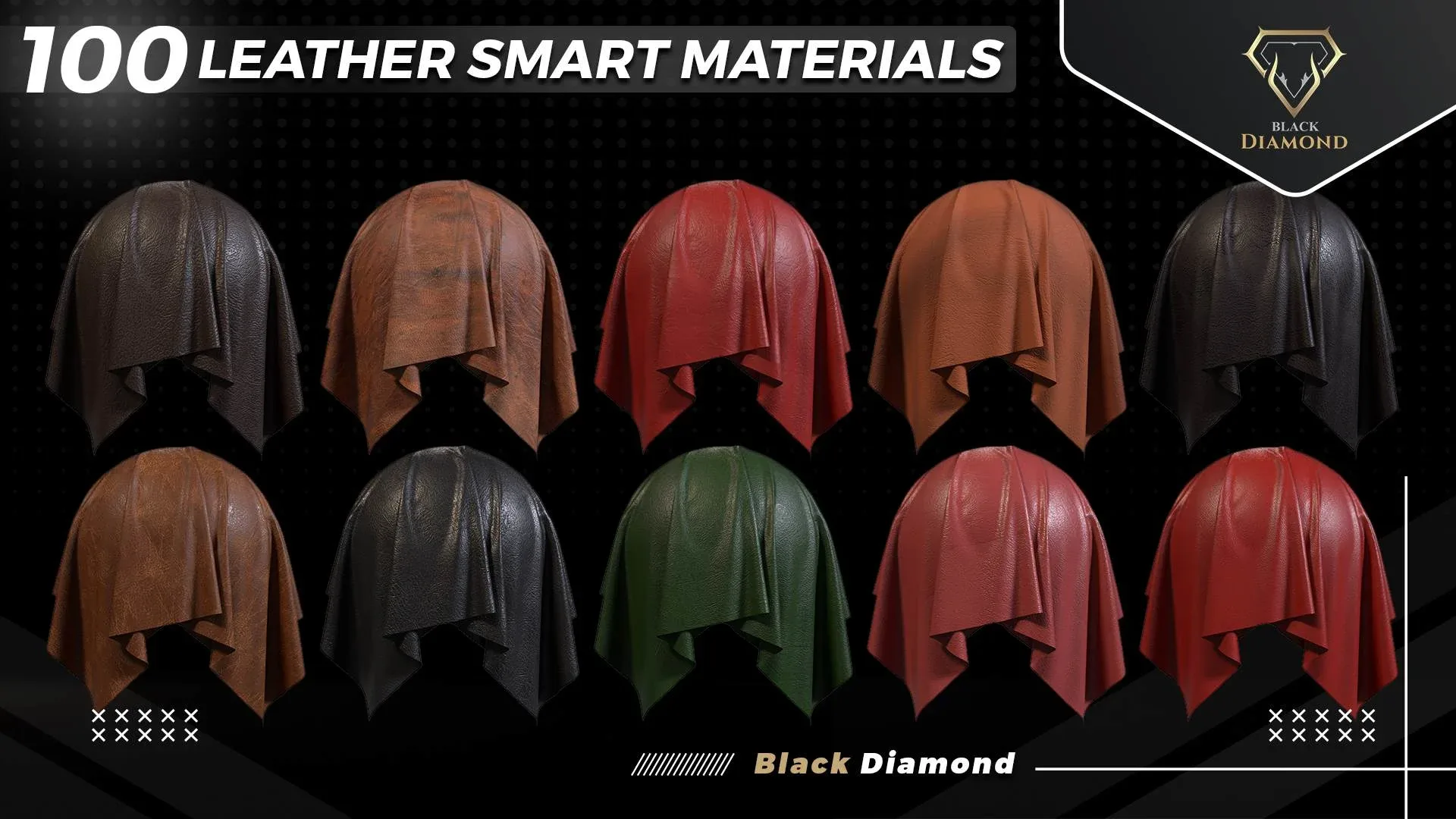 100 Leather Smart Materials with high details