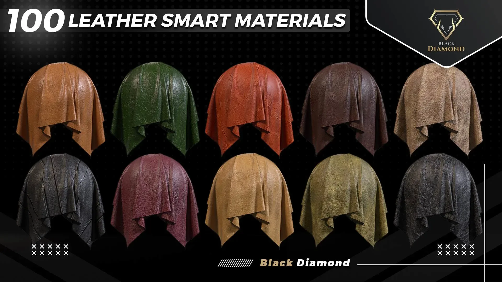 100 Leather Smart Materials with high details