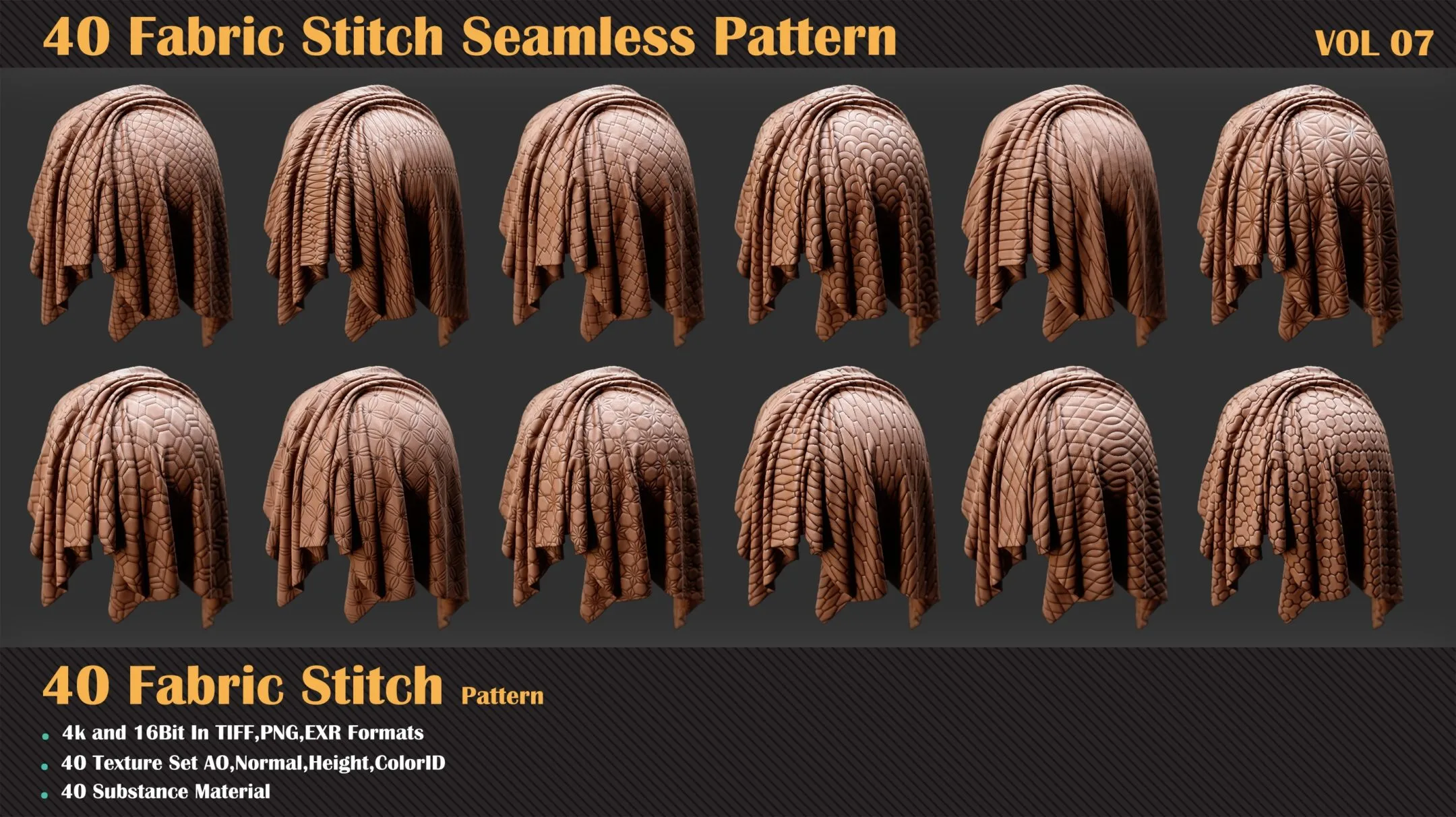 40 Fabric Stitch Seamless Pattern - VOL 07