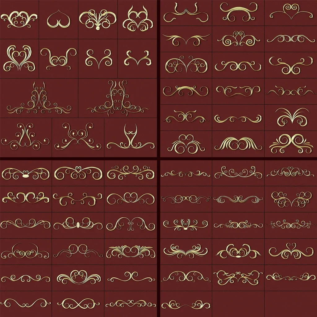 407 Floral Ornament Brushes, 4K Alphas and 3D Models, Vol.02