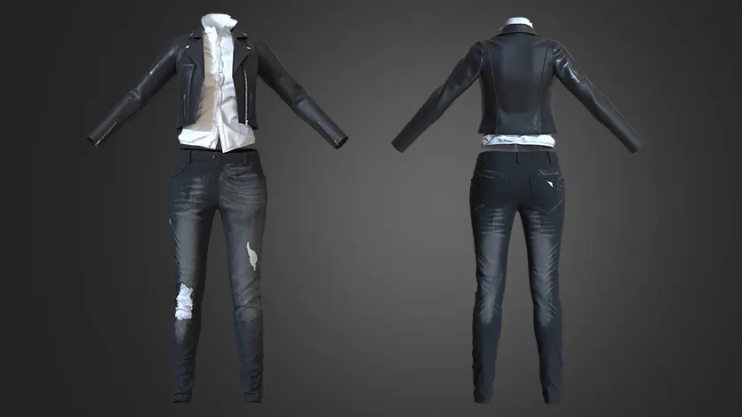 Denim and Leather | clo3d | marvelous designer