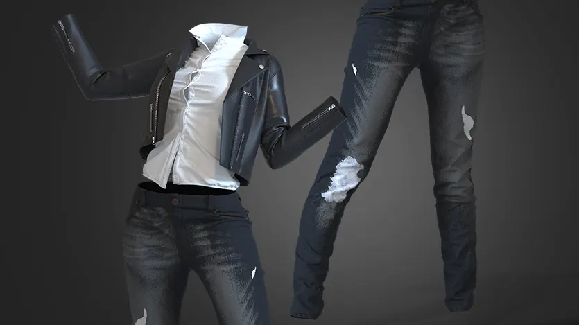 Denim and Leather | clo3d | marvelous designer