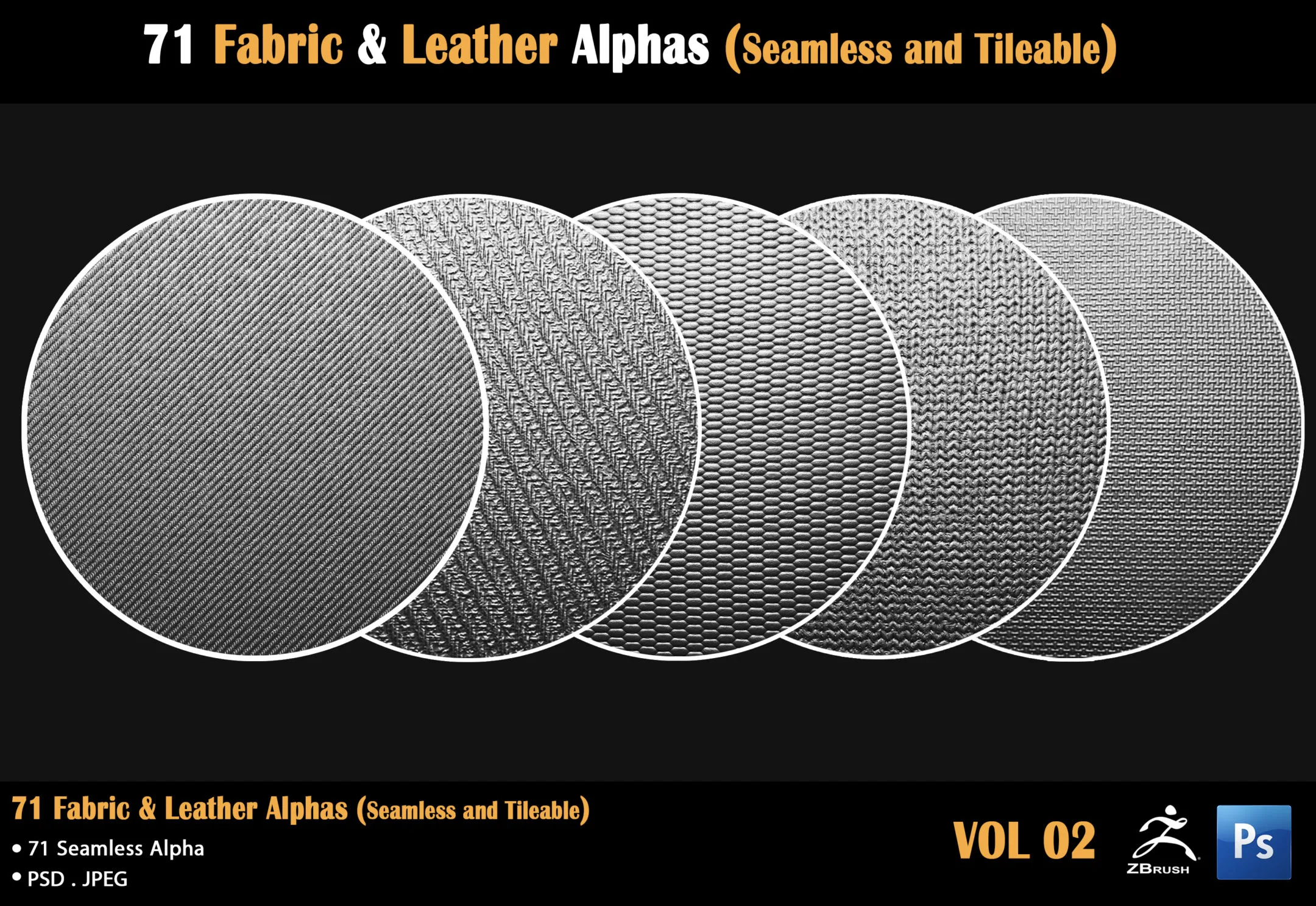 71 Fabric and Leather Alphas (Seamless and Tileable)