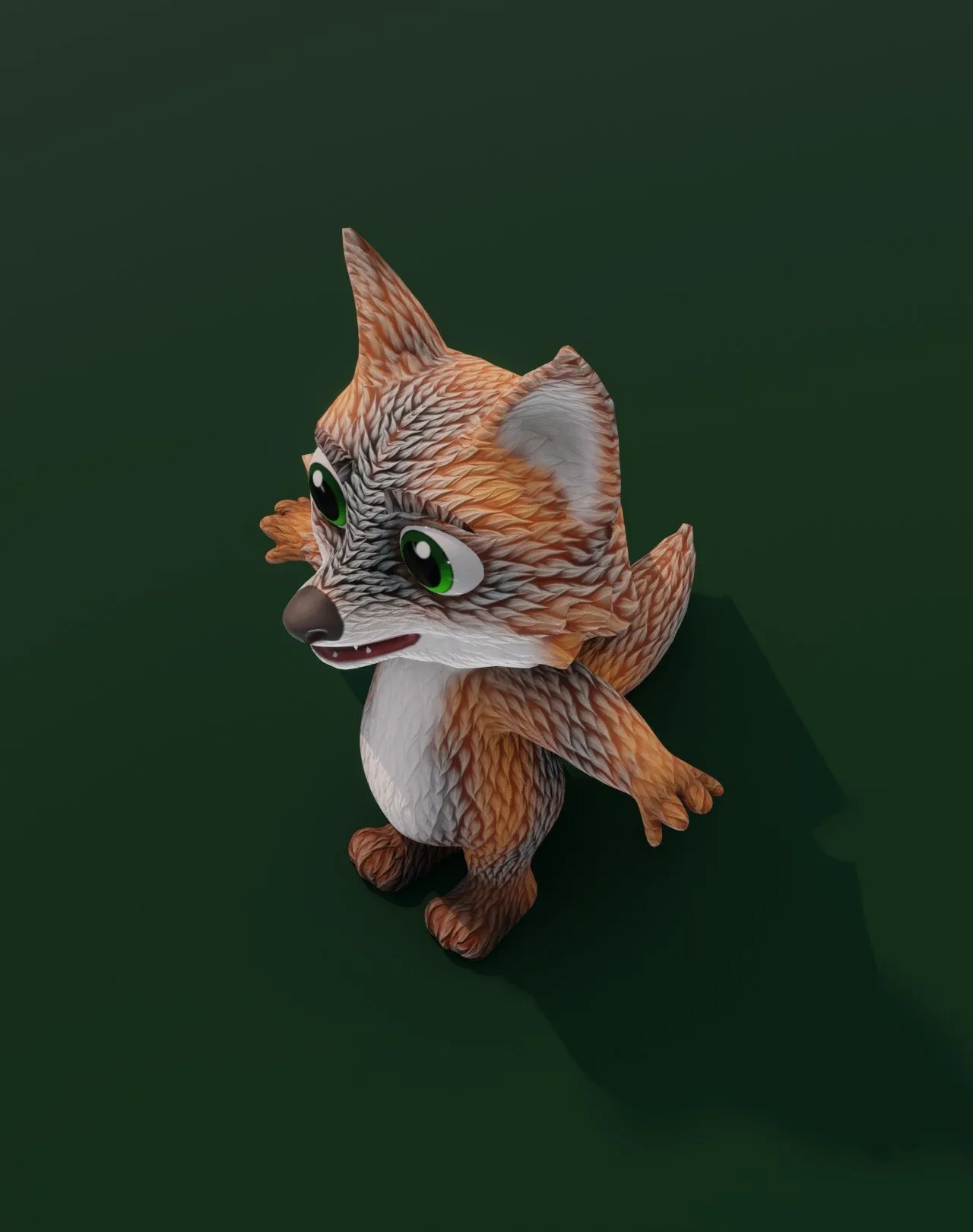 Cartoon Grey Fox Rigged 3D Model