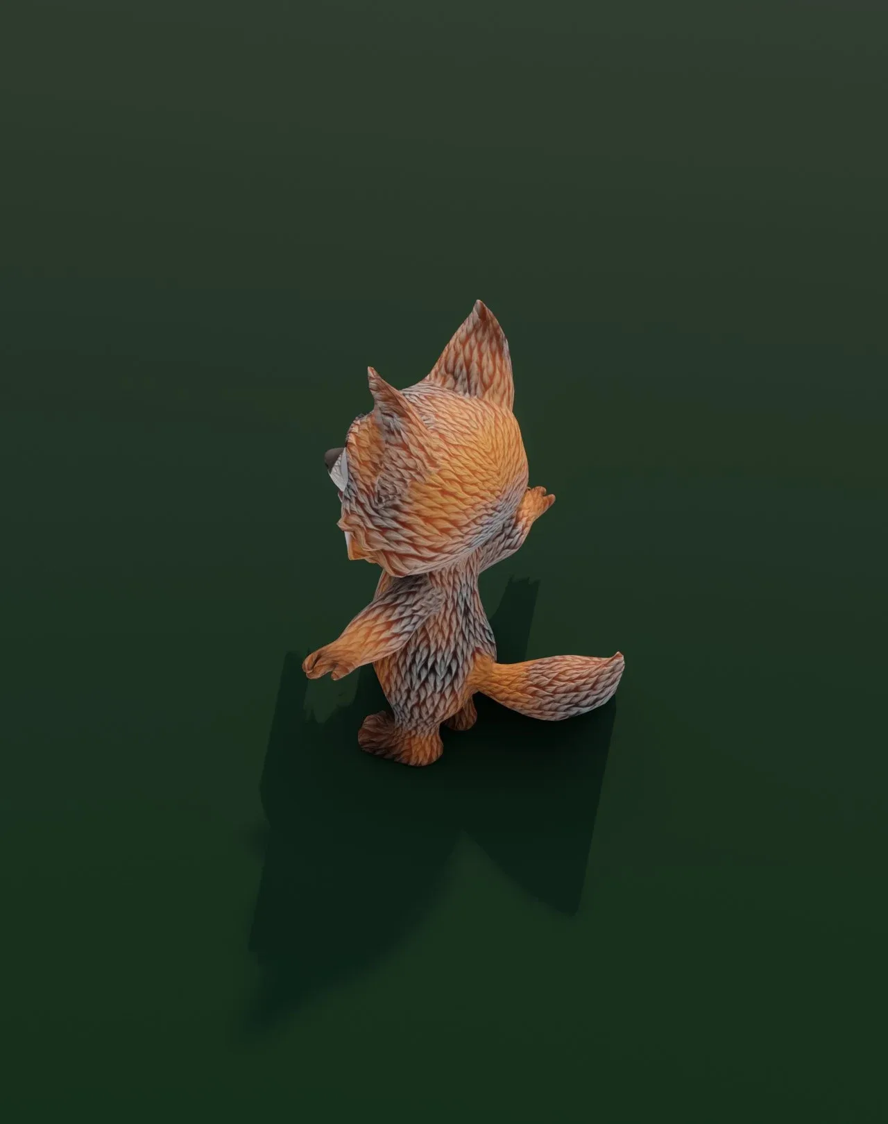 Cartoon Grey Fox Rigged 3D Model