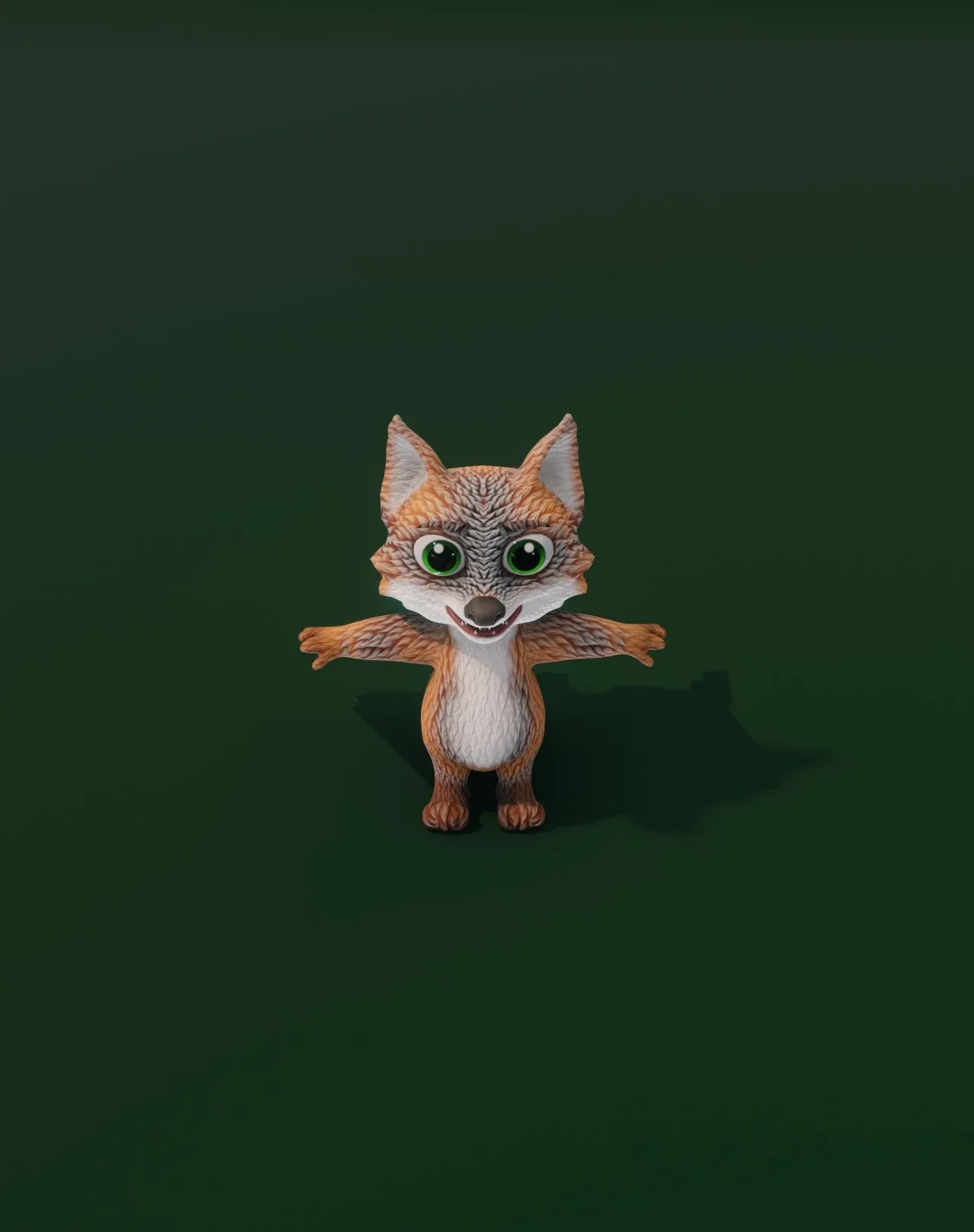 Cartoon Grey Fox Rigged 3D Model