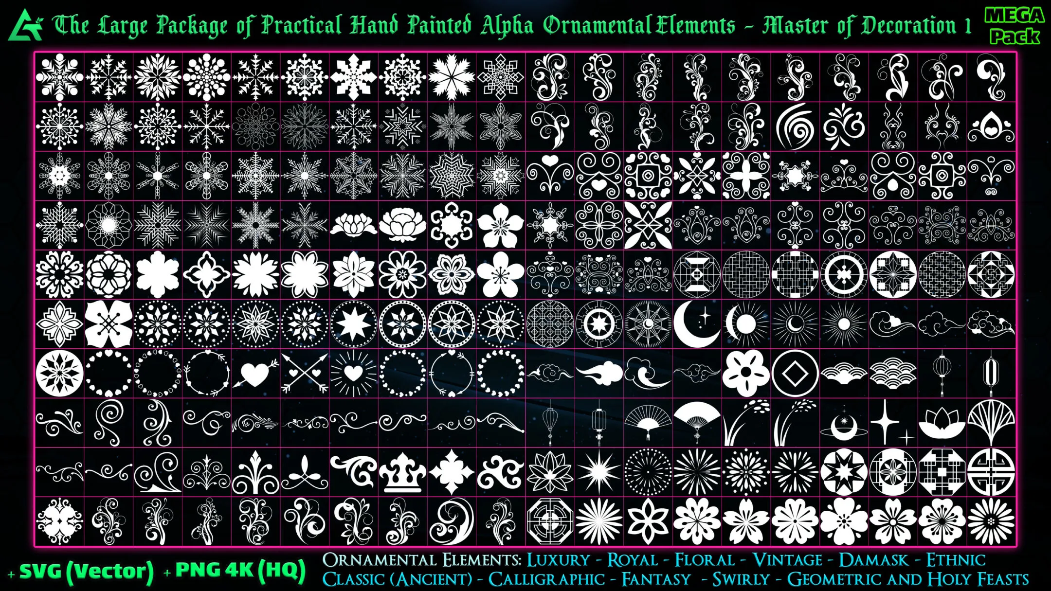 4350 Hand Painted Alpha Ornamental Elements - Master of Decoration 1 (MEGA Pack) - Vol 6