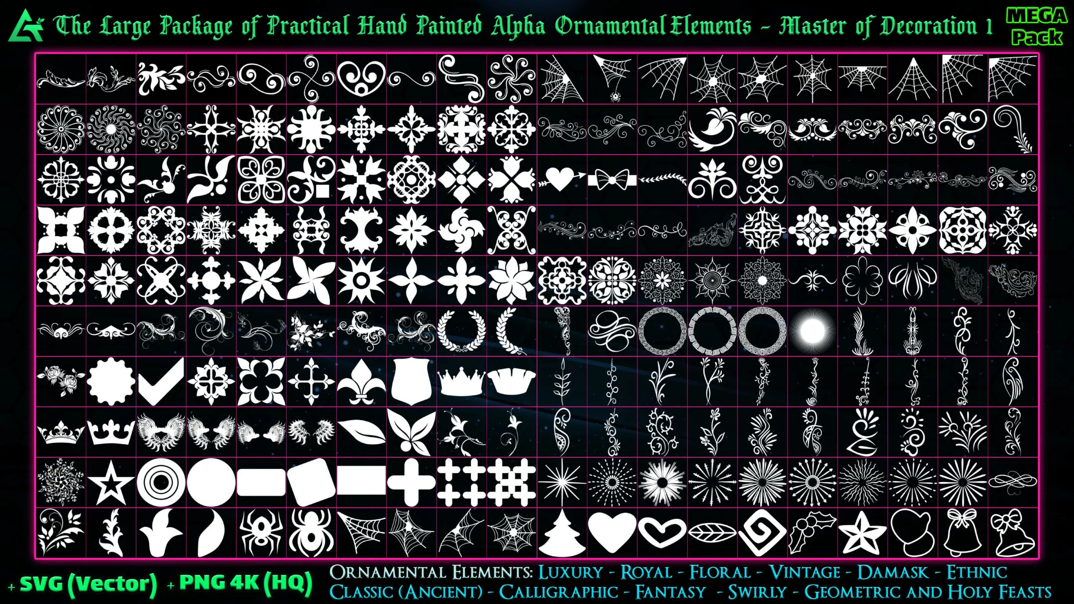 4350 Hand Painted Alpha Ornamental Elements - Master of Decoration 1 (MEGA Pack) - Vol 6