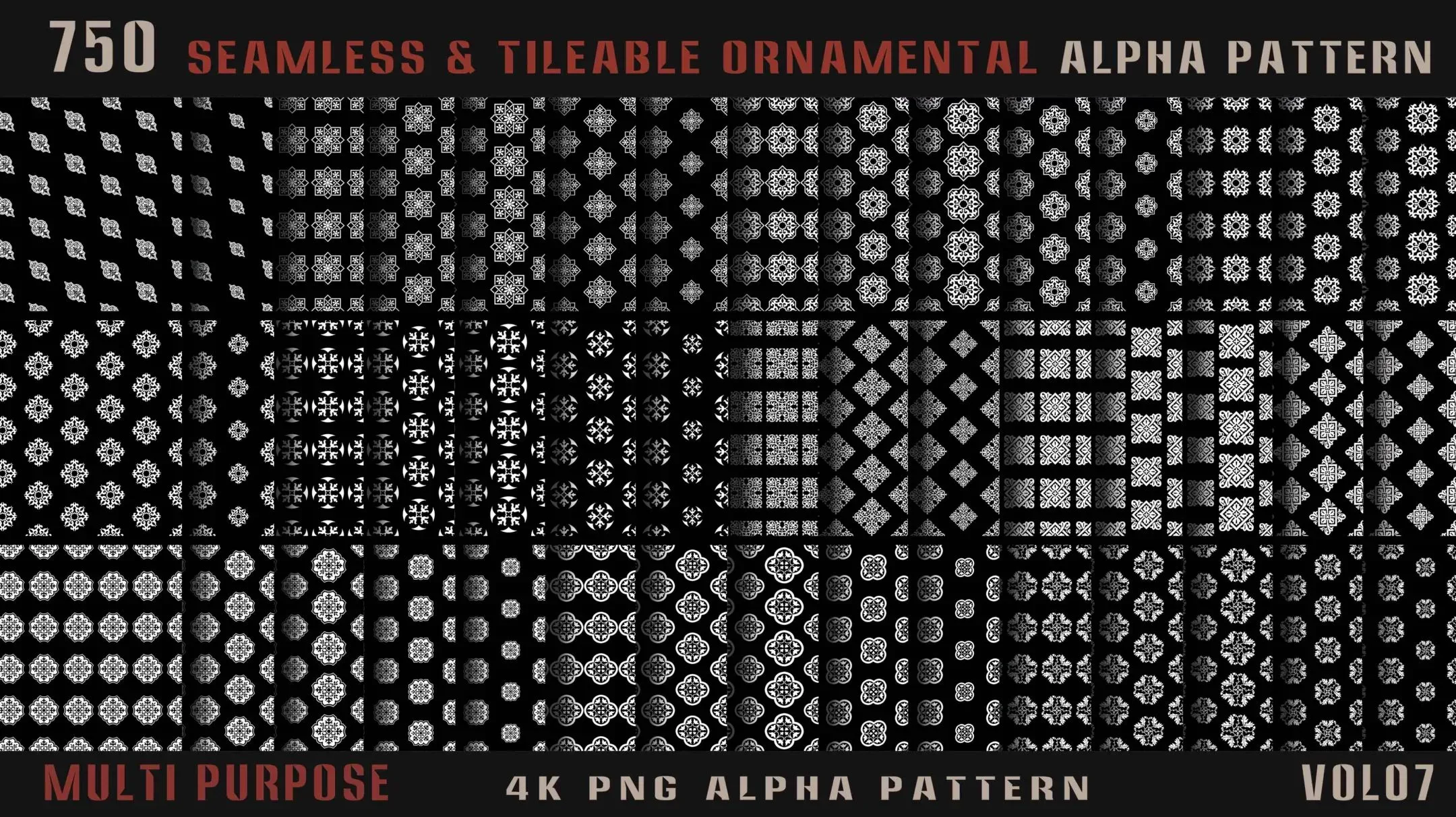 750 seamless and tileable ornamental alpha pattern-Vol07
