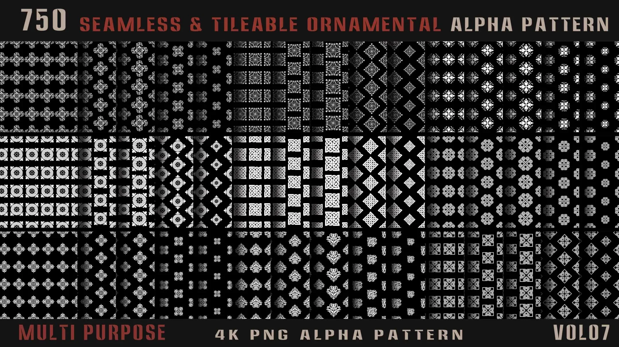 750 seamless and tileable ornamental alpha pattern-Vol07