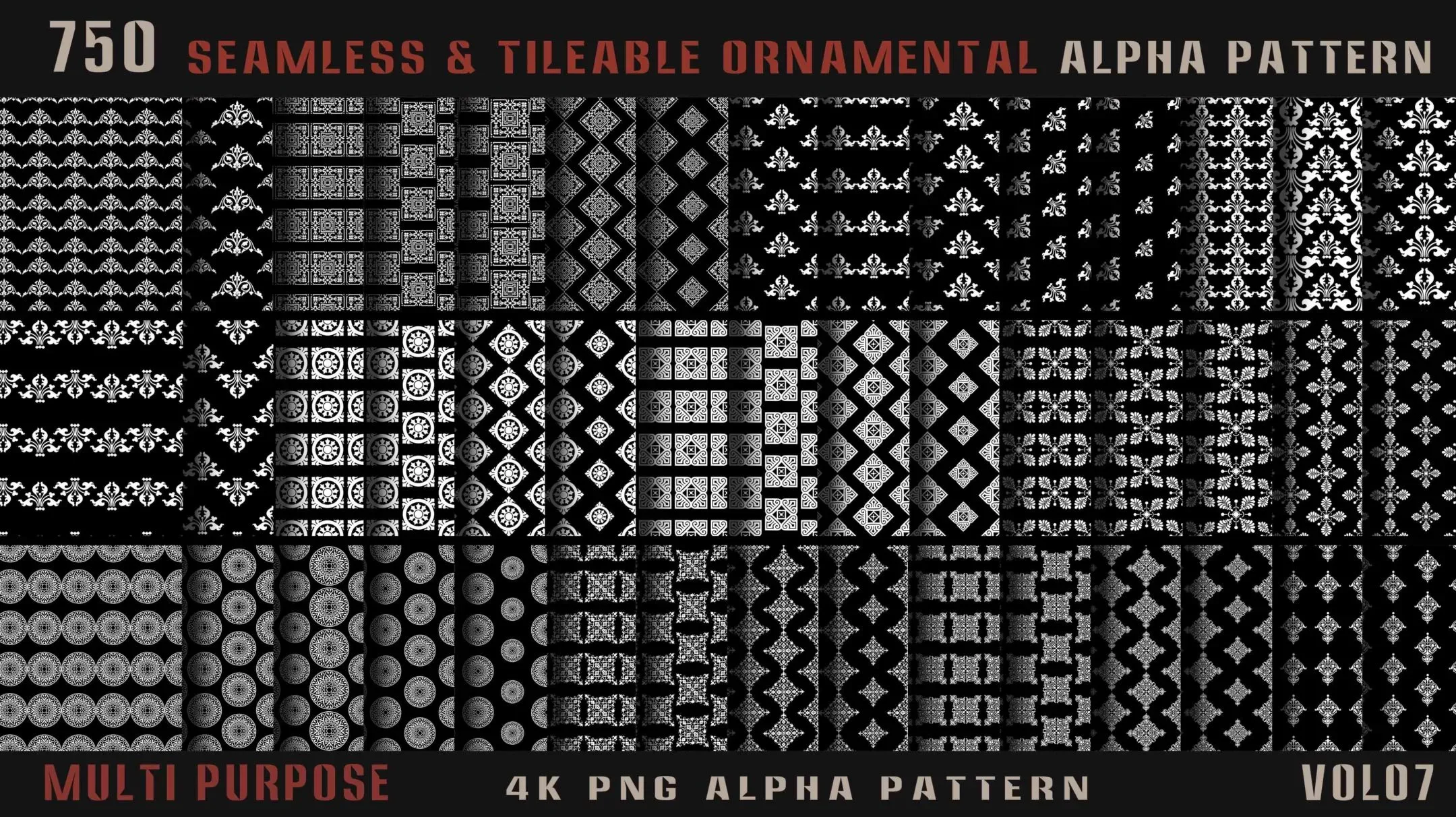 750 seamless and tileable ornamental alpha pattern-Vol07