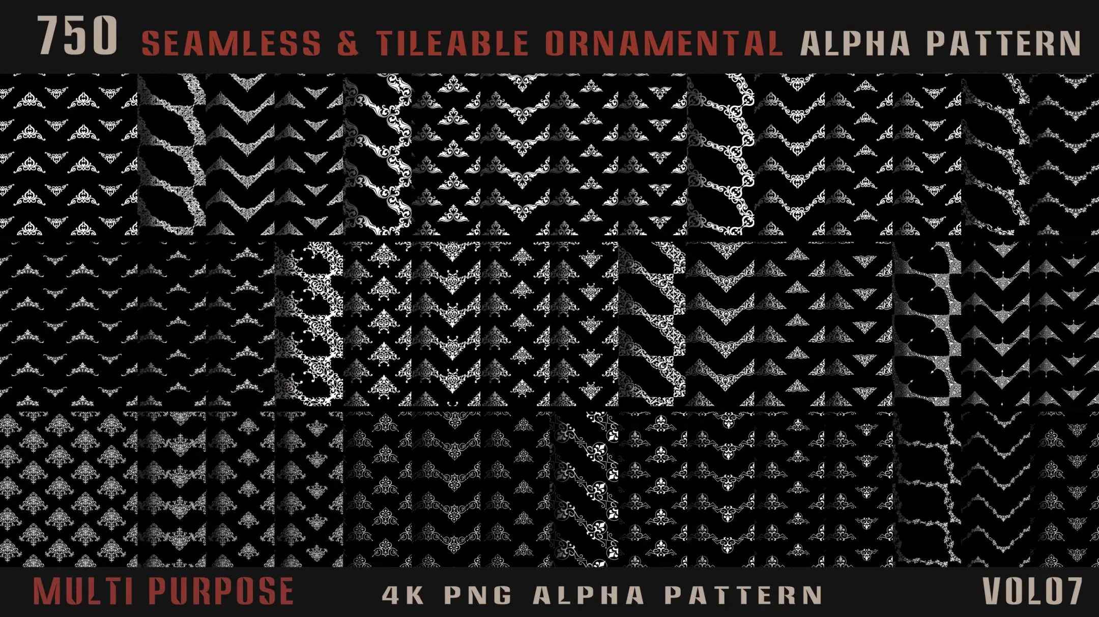 750 seamless and tileable ornamental alpha pattern-Vol07