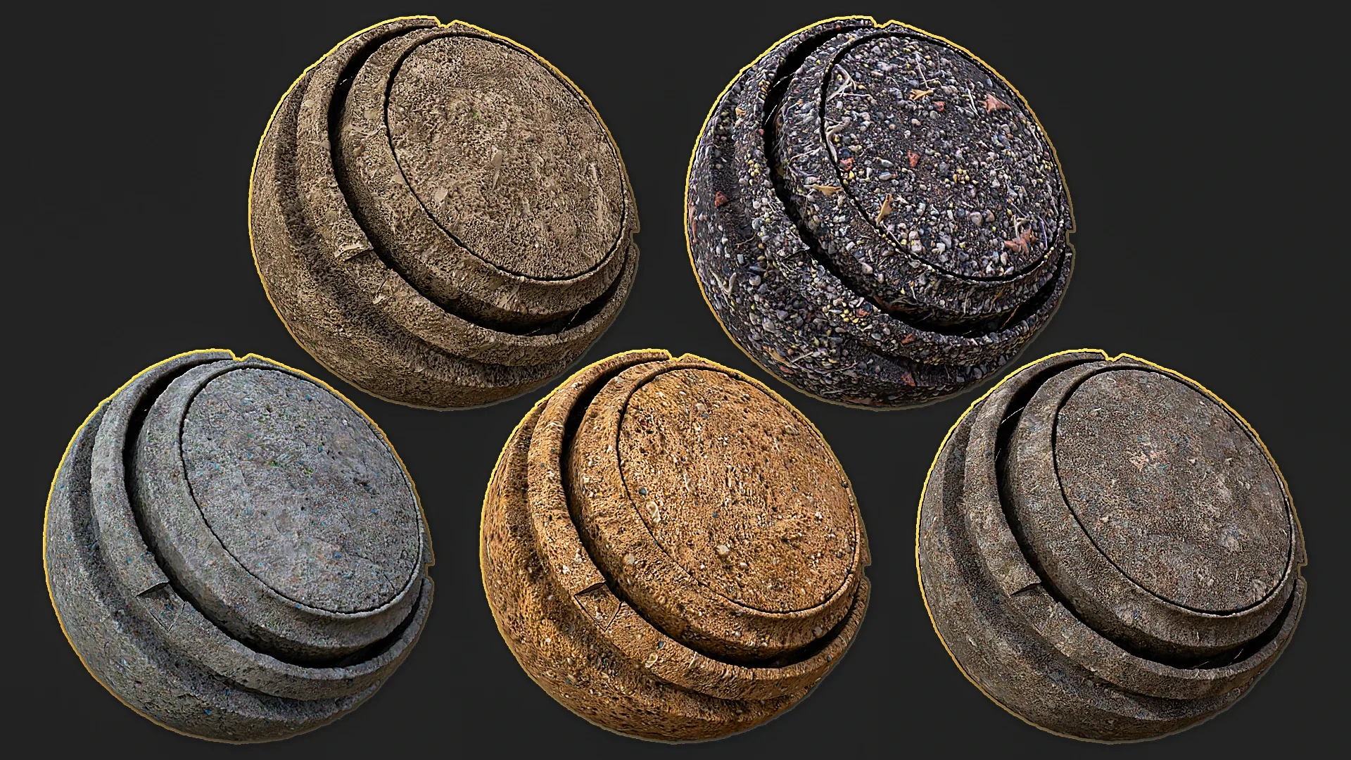 20 Ground Materials & Textures (SBSAR, PNG, 2K)