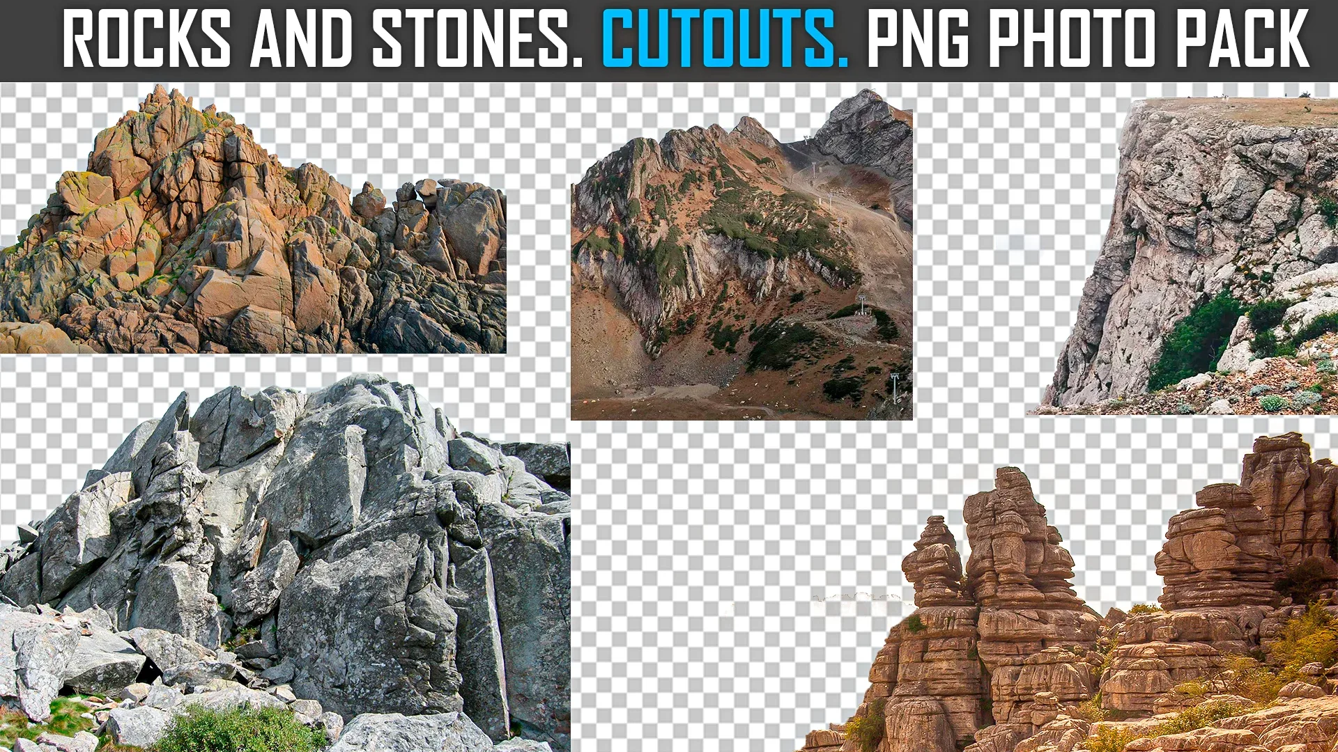 Rocks and Stones Cutouts - PNG Photo Pack