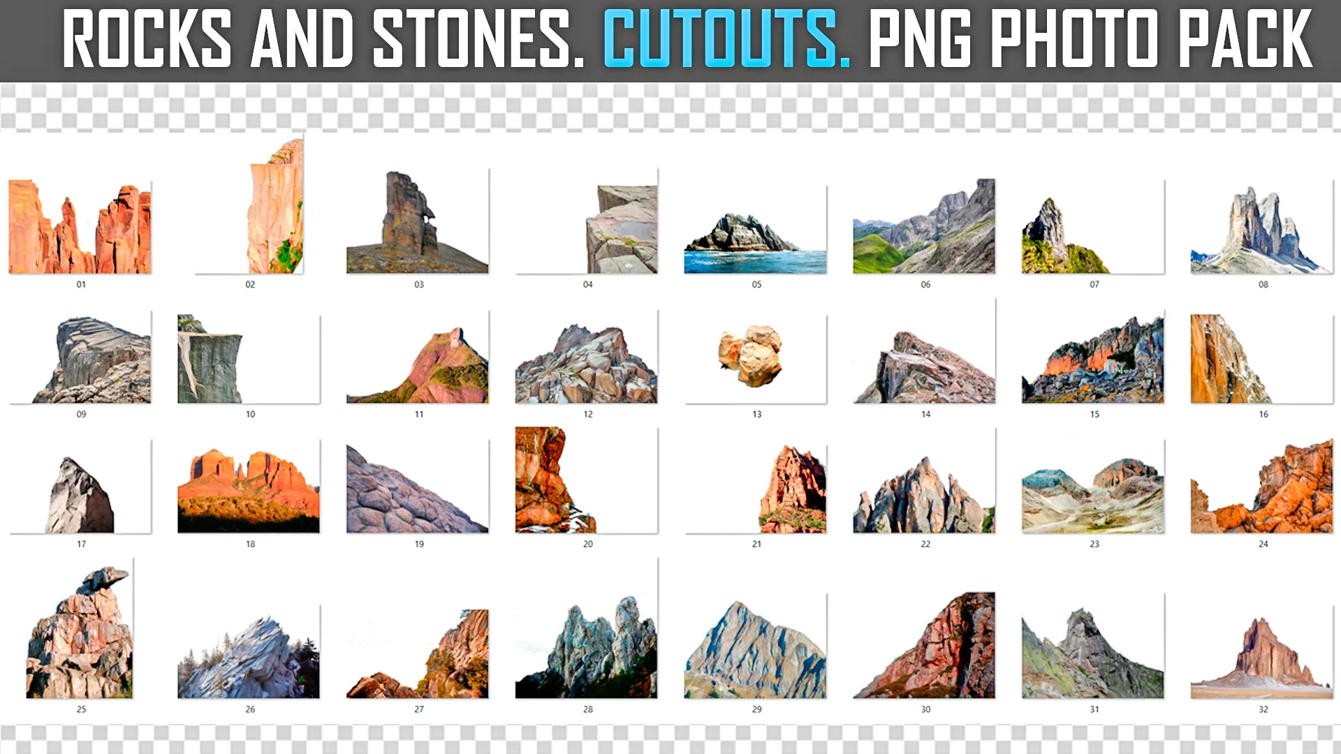 Rocks and Stones Cutouts - PNG Photo Pack