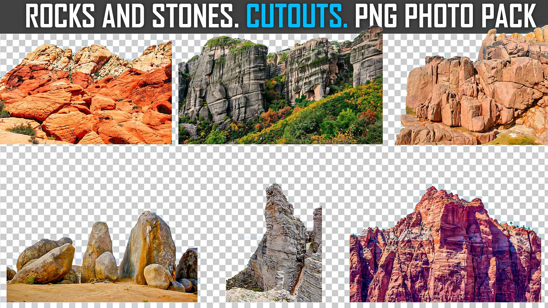 Rocks and Stones Cutouts - PNG Photo Pack