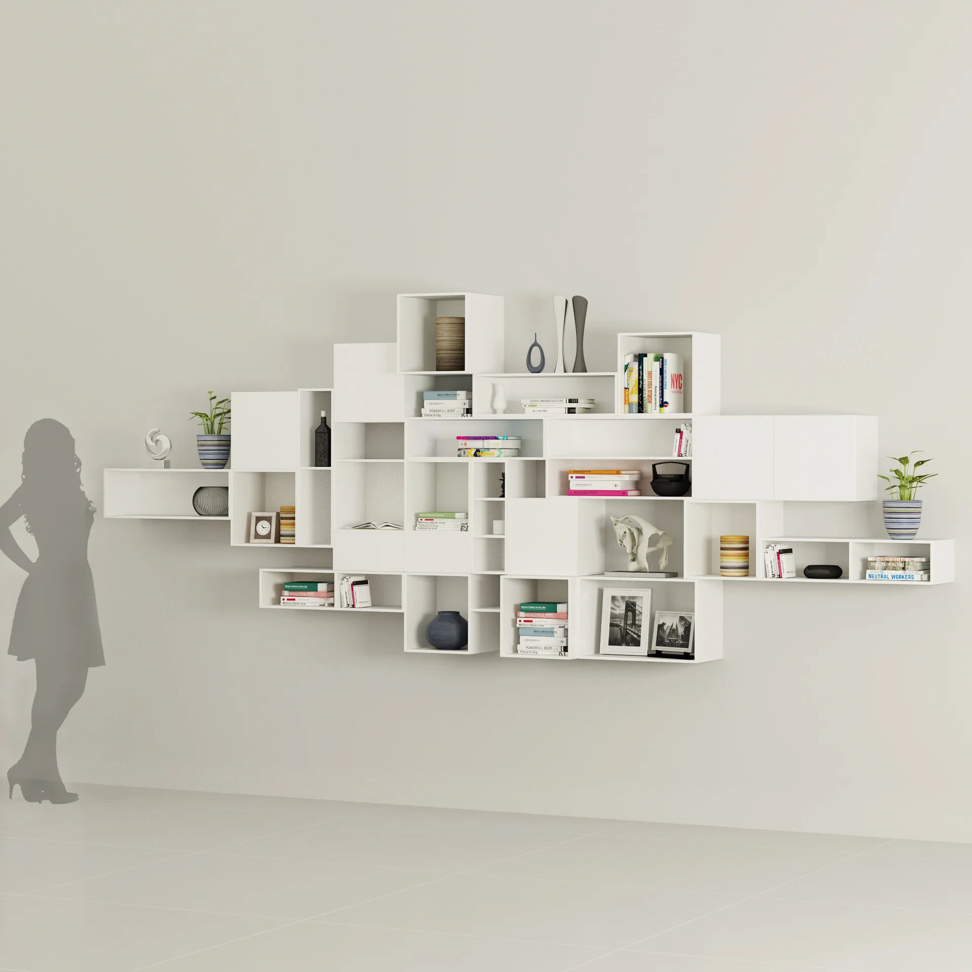 Boxed floating Library shelves 3d model