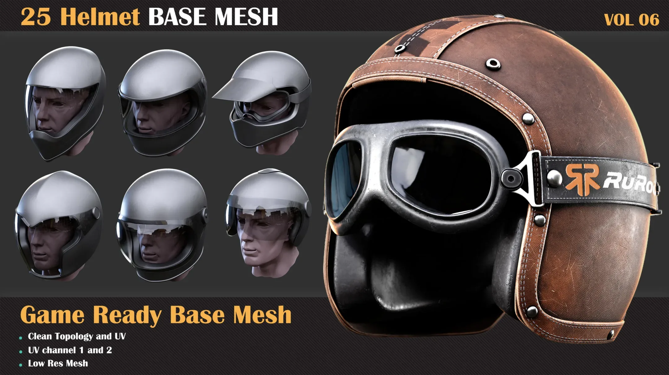 25 Helmet Base Mesh - VOL 06 ( Game Ready )