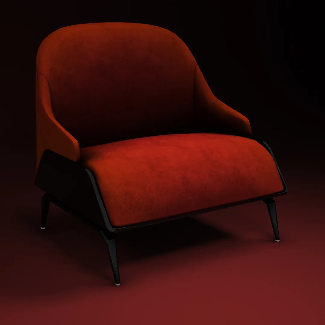 red velvet chair Low-poly 3D model