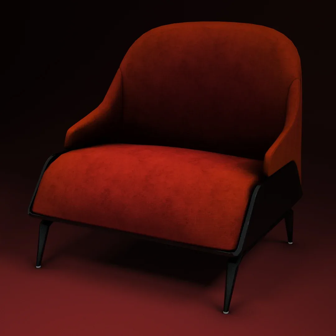 red velvet chair Low-poly 3D model