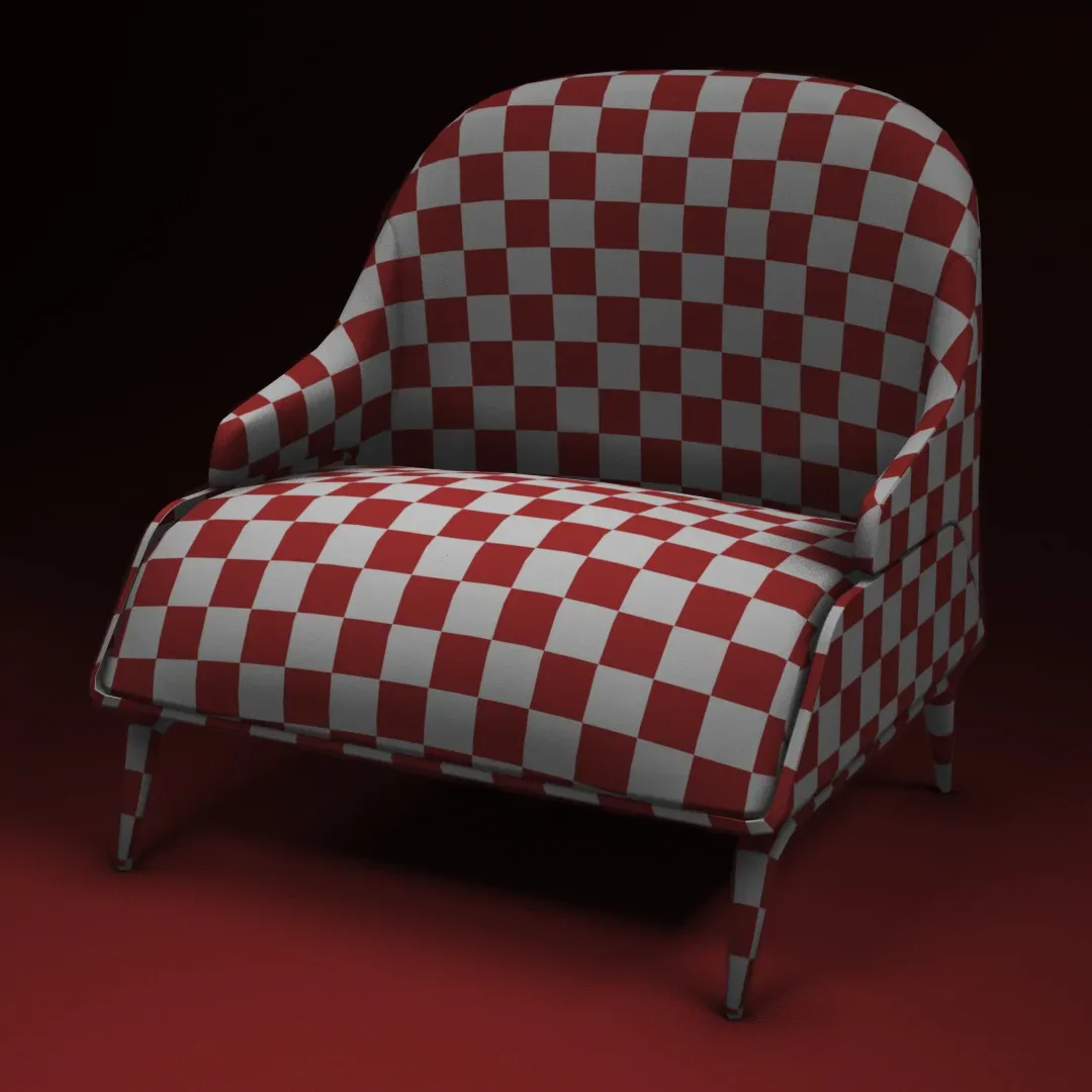 red velvet chair Low-poly 3D model