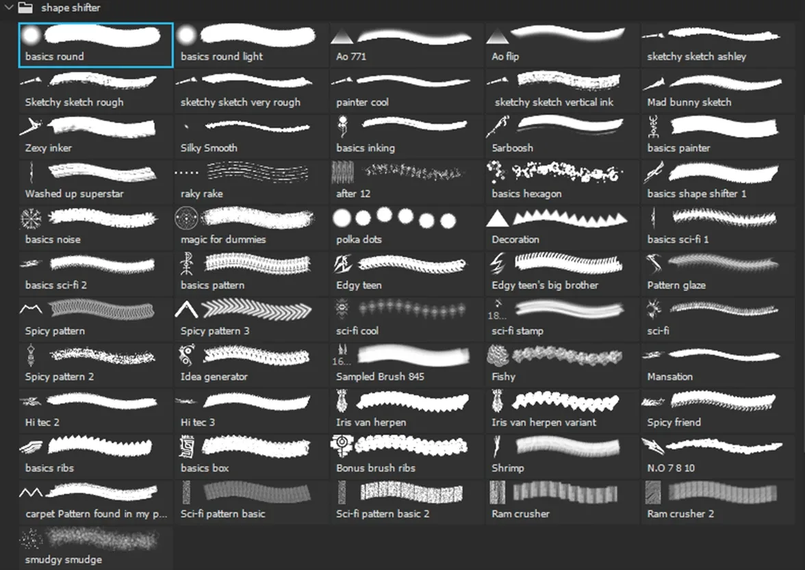 Shape Shifter brushes by Alhussain (photoshop, clip studio paint)