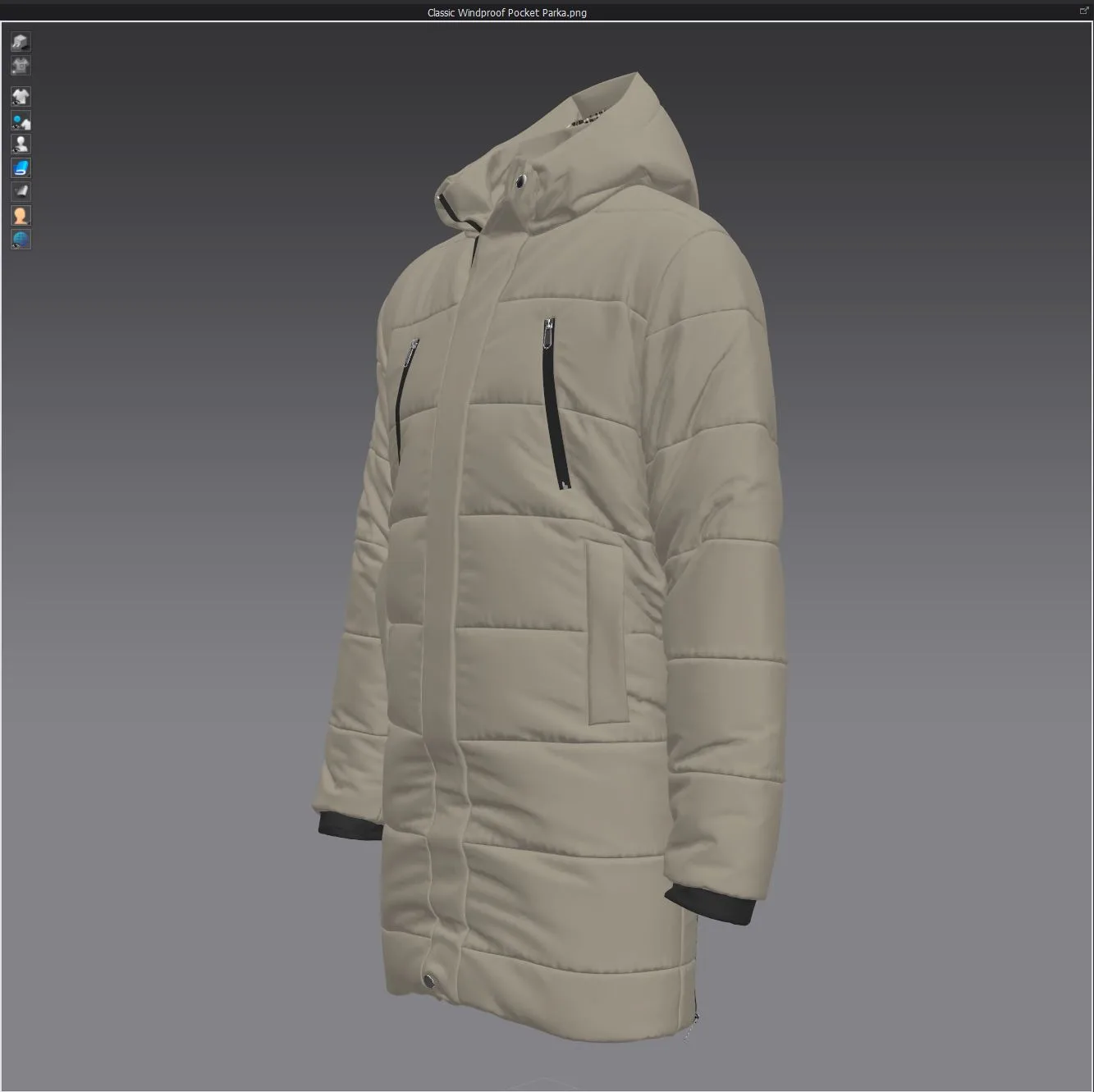 Classic Windproof Pocket Parka, marvelous designer,clo3d