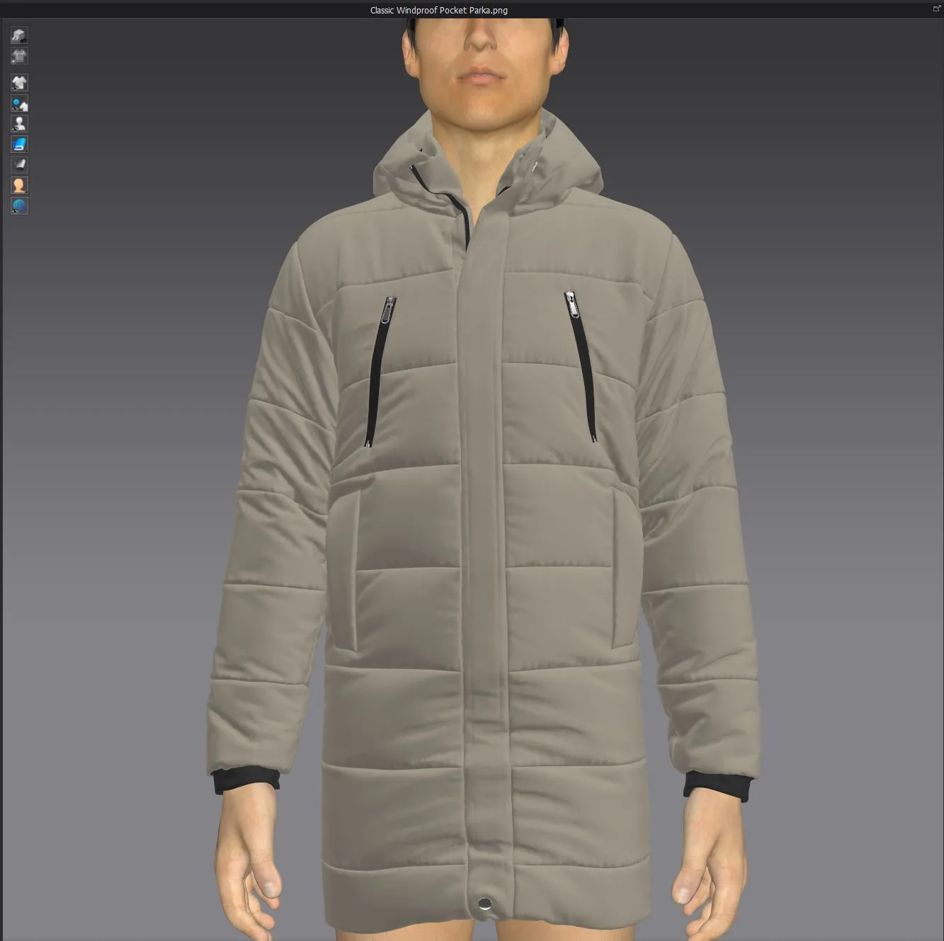 Classic Windproof Pocket Parka, marvelous designer,clo3d