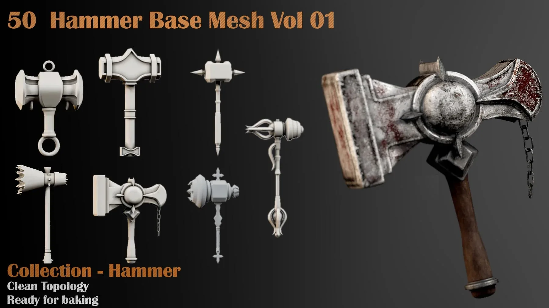 50 Hammer Base Mesh - Vol 01 (game ready)