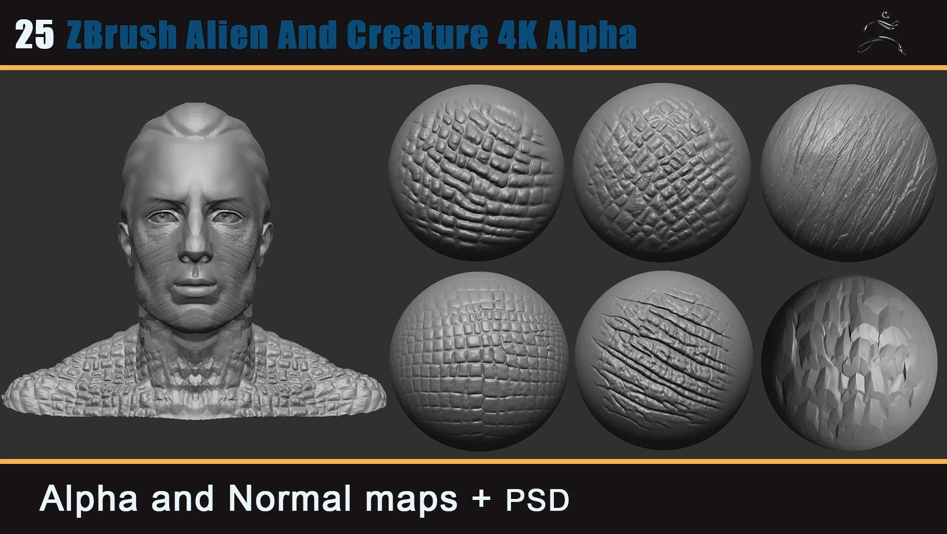 35 Zbrush Alien and creature 4k alpha - updated