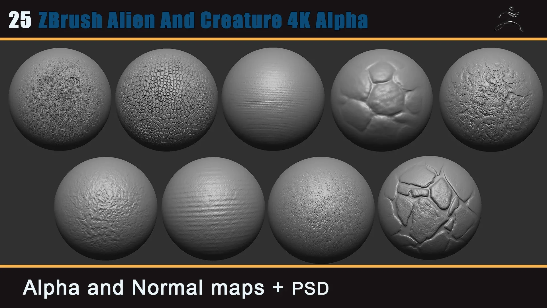 35 Zbrush Alien and creature 4k alpha - updated