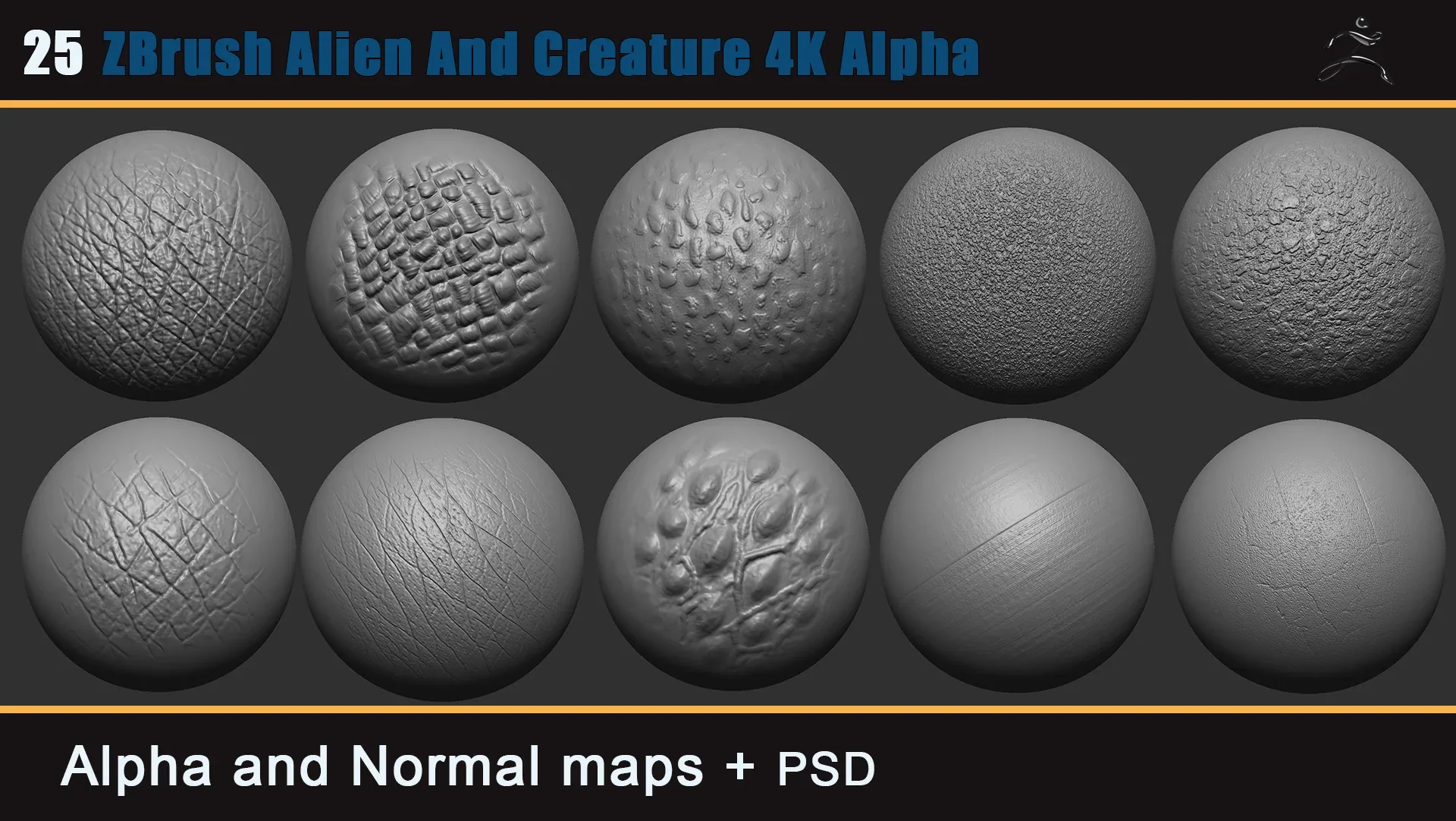 35 Zbrush Alien and creature 4k alpha - updated