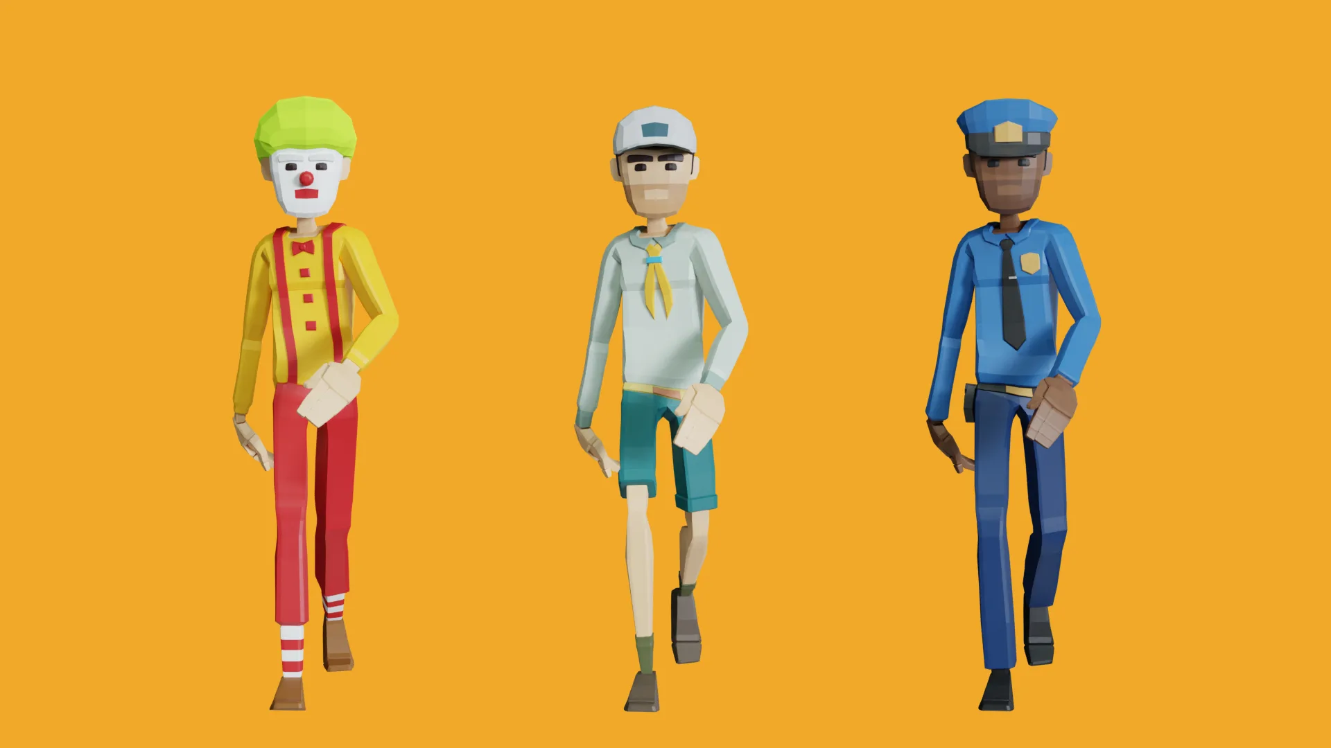 Lowpoly Character Characters Rigged Pack