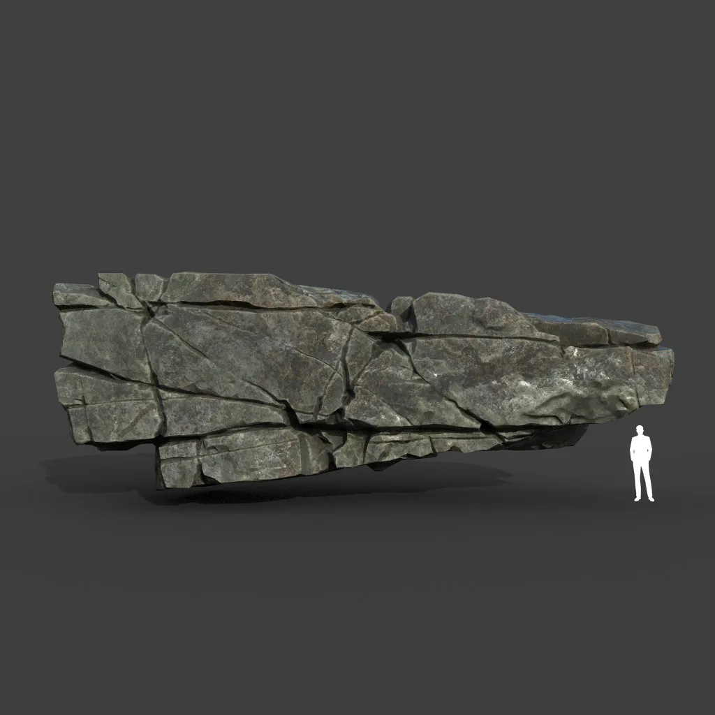 Low poly Black Cracked Modular Rock 220106