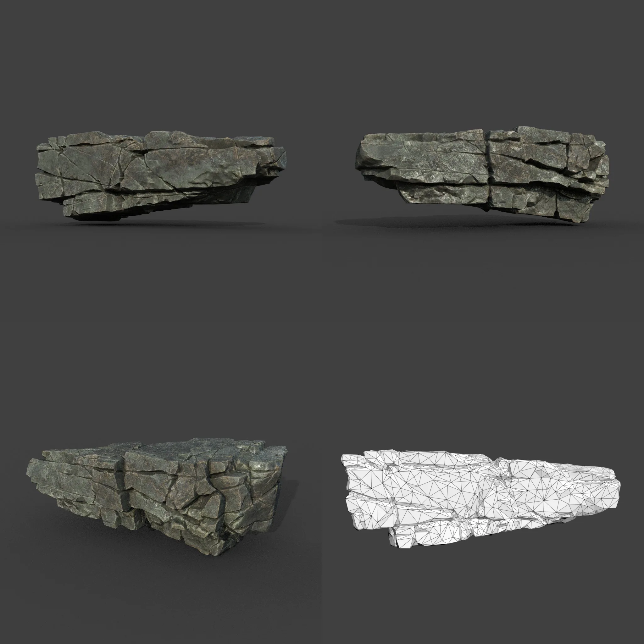 Low poly Black Cracked Modular Rock 220106