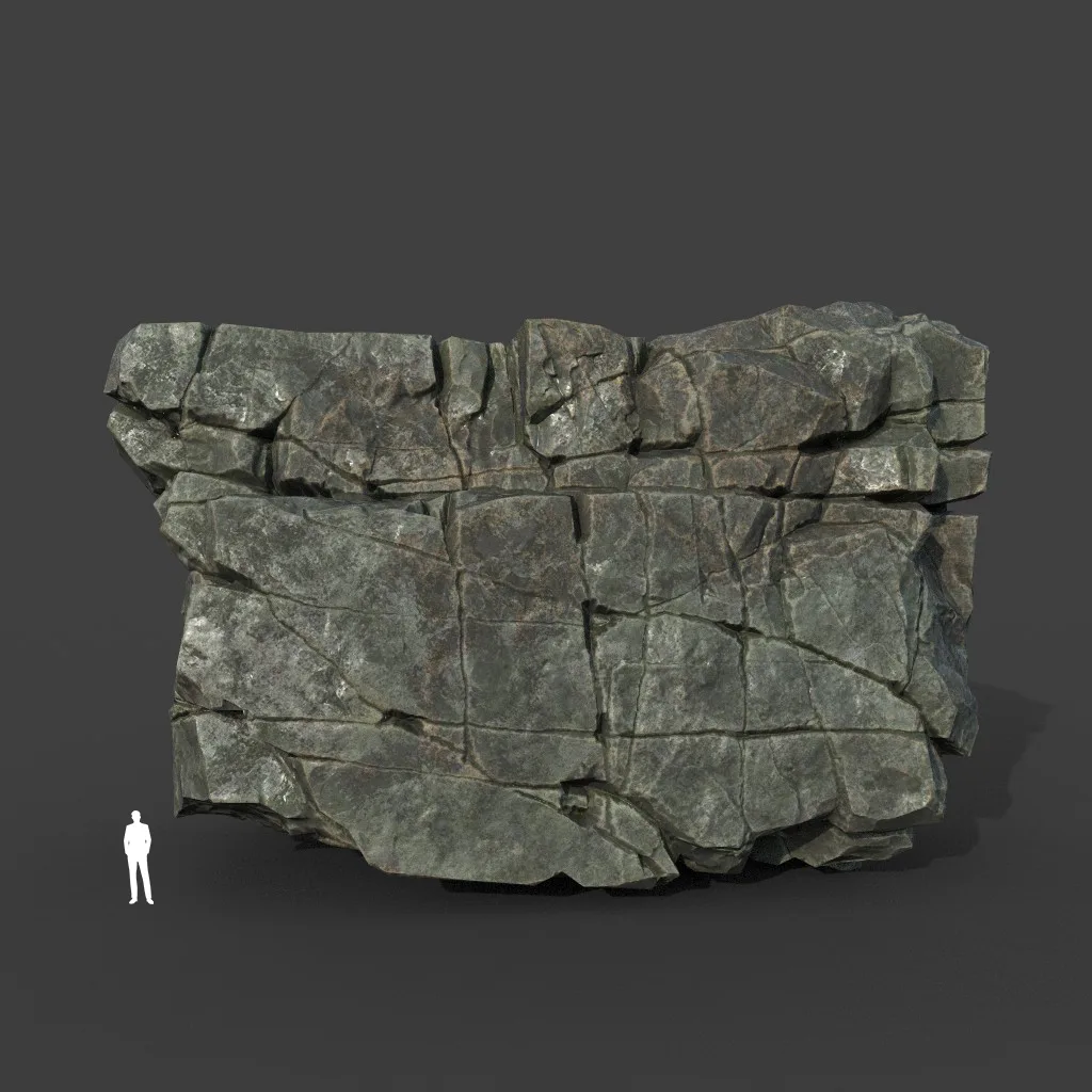 Low poly Black Cracked Modular Rock 220106