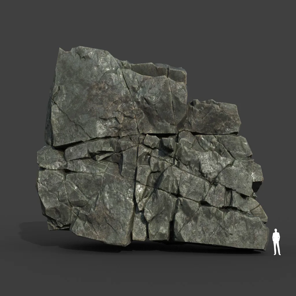 Low poly Black Cracked Modular Rock 220106