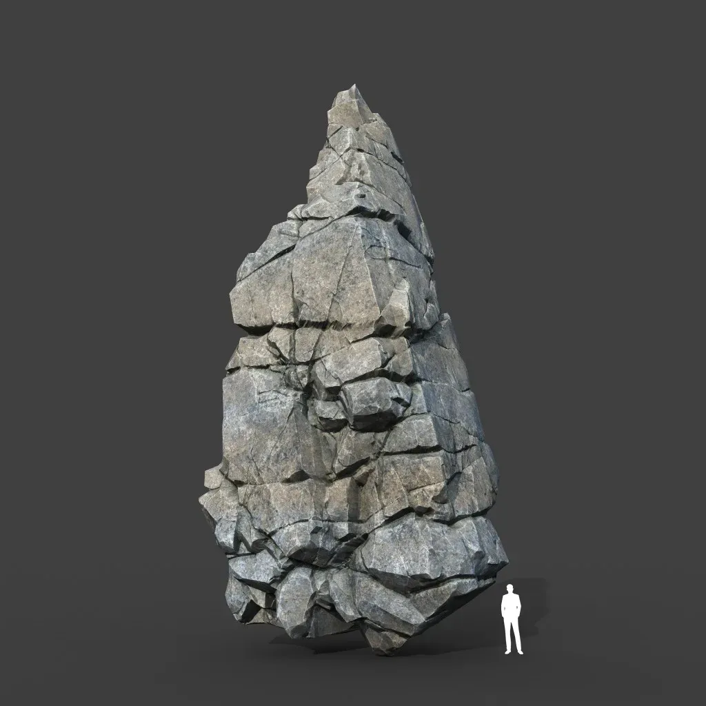 Low poly Gray Cliff Modular Rock 220101