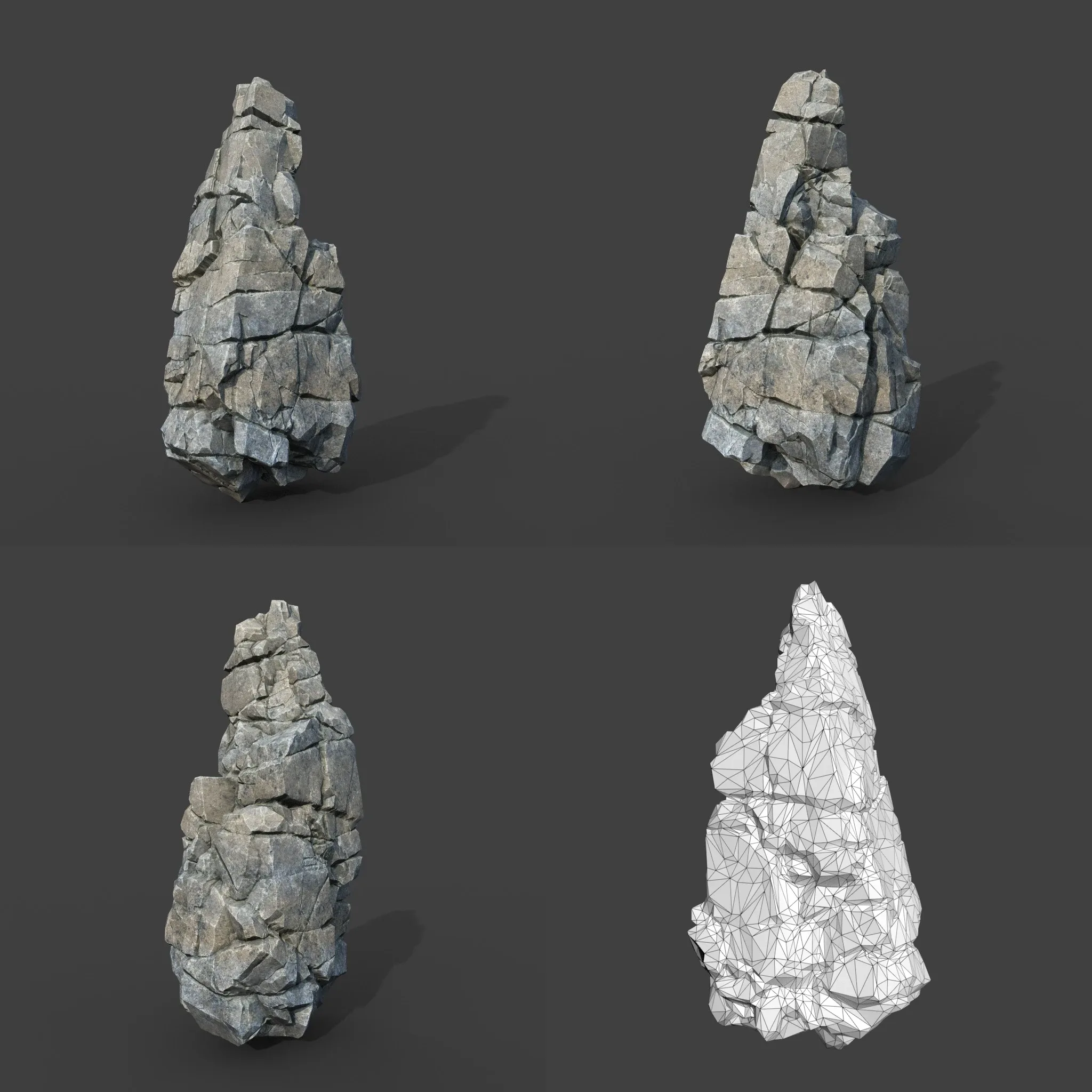 Low poly Gray Cliff Modular Rock 220101